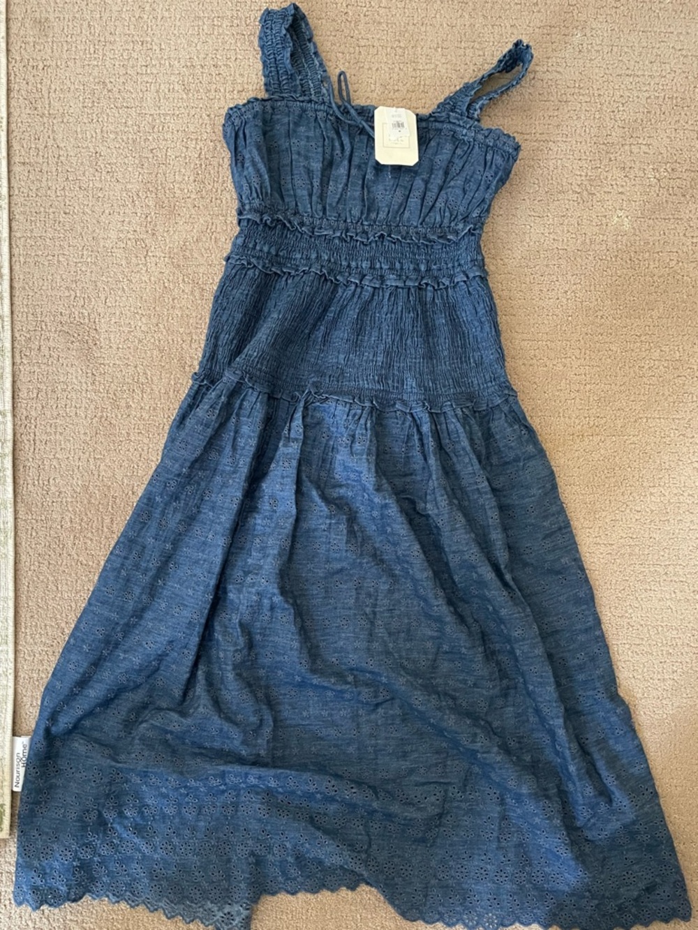 GAP/Doen Blue Smocked Denim-Style Sundress